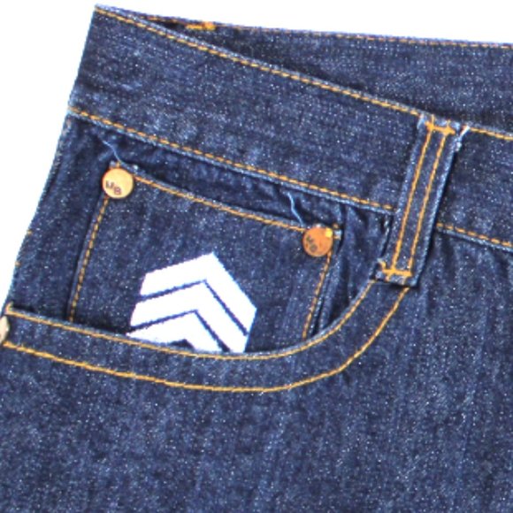 Makaveli Dark Medium Wash Military Inspired Insignia Jeans, Size 40/32 - Picture 9 of 11